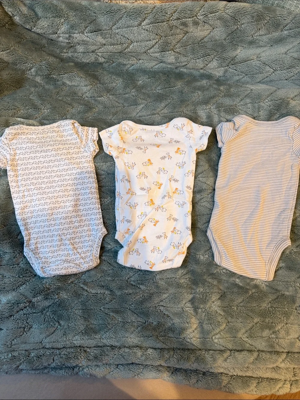 Carter's White and Light Blue Baby Short-Sleeve Bodysuit Trio